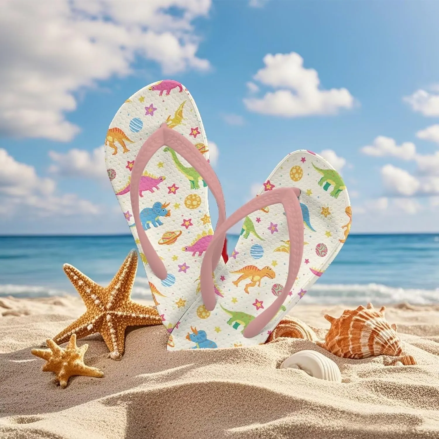 Girls Kids Beach Flip Flops Children's Flip Flops Basic Non-Slip Sole Sandals Pink Straps