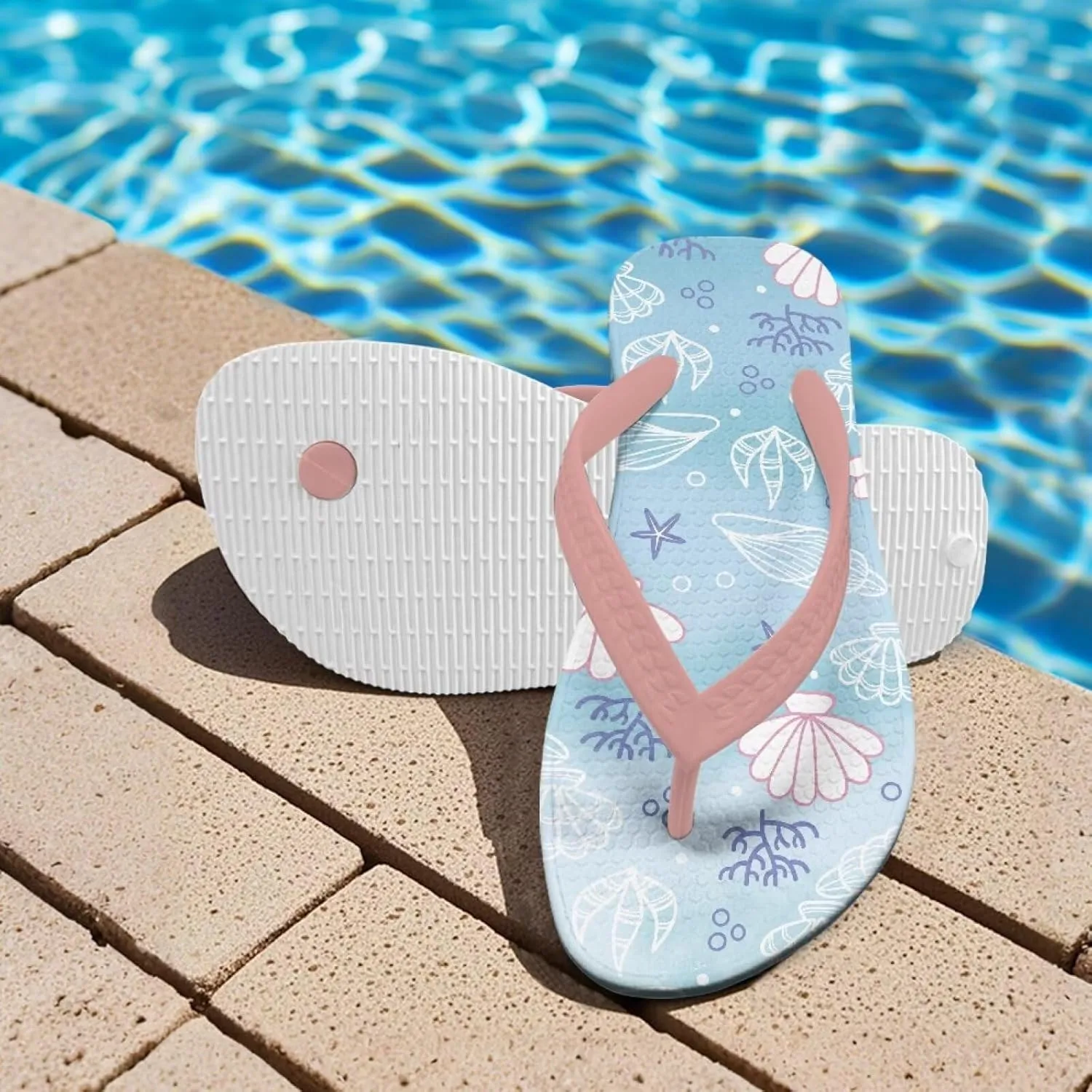 Girls Kids Beach Flip Flops Children's Flip Flops Basic Non-Slip Sole Sandals Pink Straps