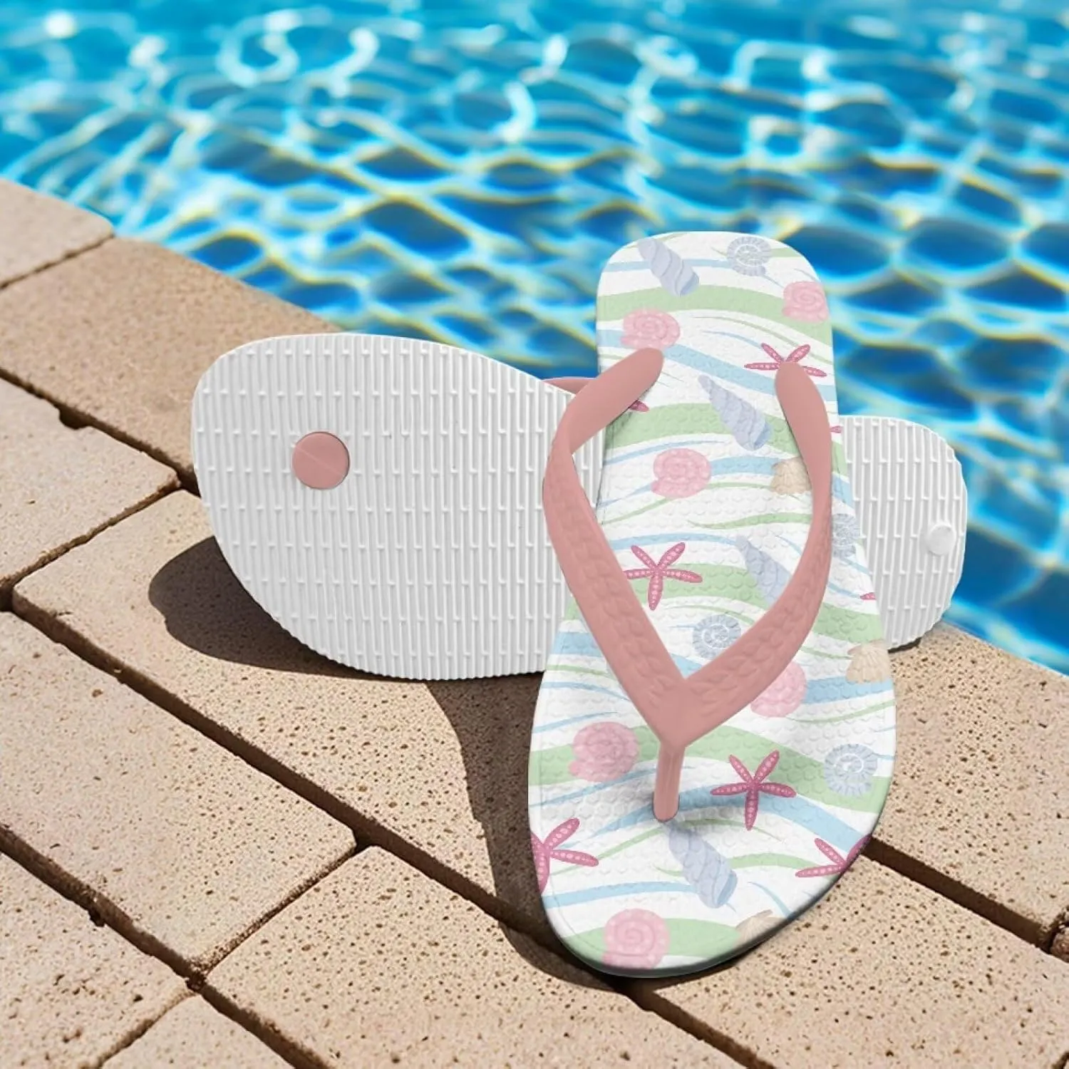 Girls Kids Beach Flip Flops Children's Flip Flops Basic Non-Slip Sole Sandals Pink Straps
