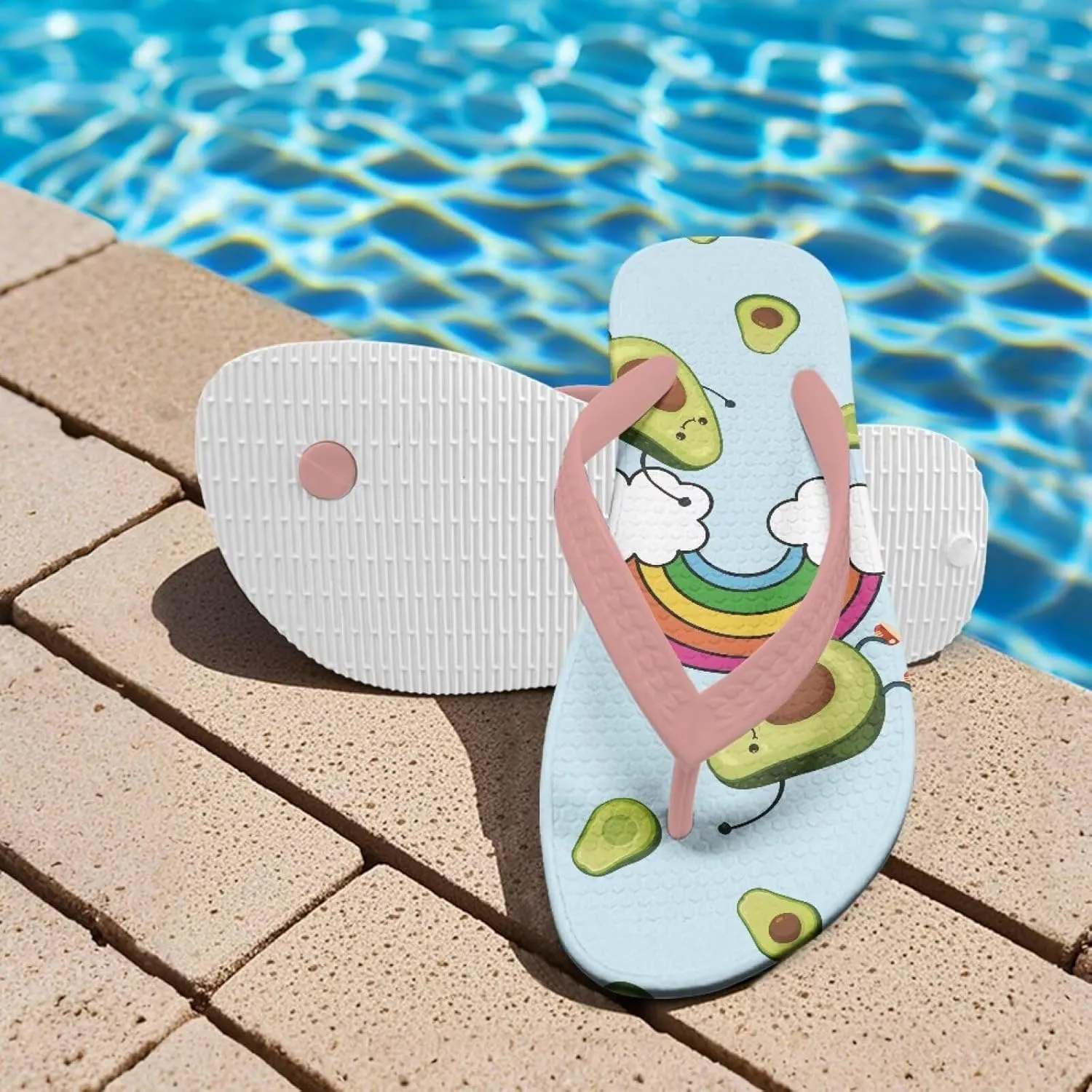 Girls Kids Beach Flip Flops Children's Flip Flops Basic Non-Slip Sole Sandals Pink Straps