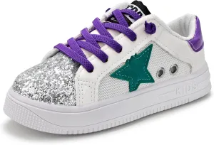 Girls Sneakers Glitter Tennis Shoes Lightweight Non-Slip Running Walking Shoes for Toddler/Little Kid/Big Kid