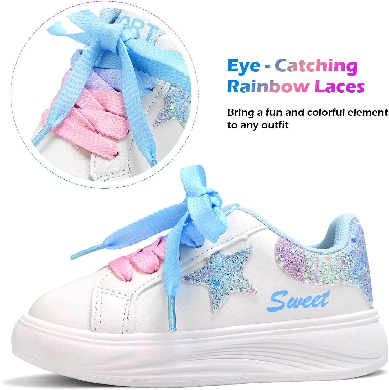 Girls Sneakers Glitter Tennis Shoes Lightweight Non-Slip Running Walking Shoes for Toddler/Little Kid/Big Kid