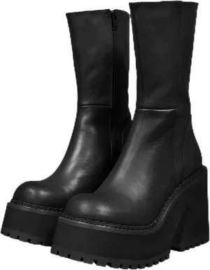 Goiphrri Platform Ankle Boots for Women High Heel Round Toe Womens Fashion Work Combat Boots Punk Motorcycle Booties Black Block Heel Party Booties