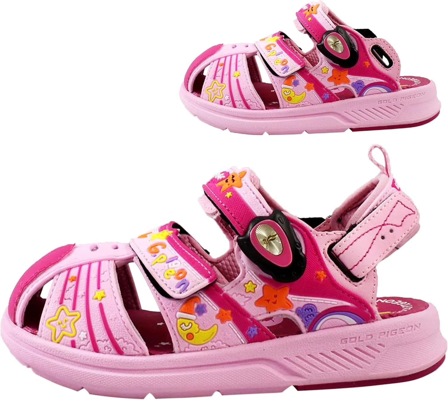 Gold Pigeon Shoes Kids TOE GUARD Easy Snap Lock Closed Toe Athlete Sandals