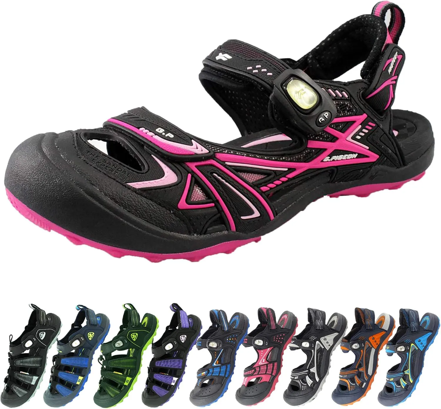 Gold Pigeon Shoes Kids TOE GUARD Easy Snap Lock Closed Toe Athlete Sandals