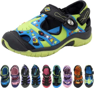 Gold Pigeon Shoes Kids TOE GUARD Easy Snap Lock Closed Toe Athlete Sandals