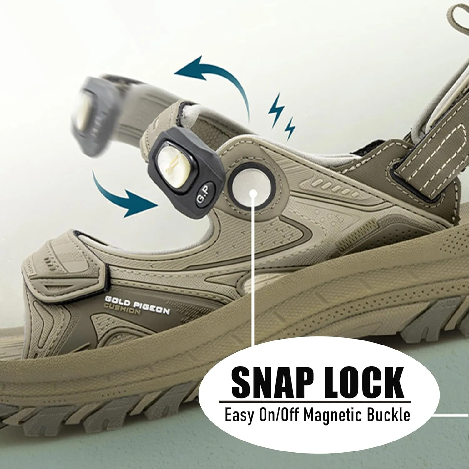 Gold Pigeon Shoes SIGNATURE Unisex Athletic Sandals SNAP LOCK Closure