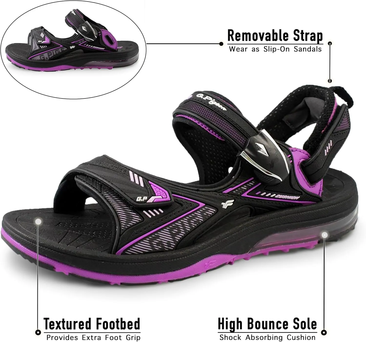 Gold Pigeon Shoes SIGNATURE Unisex Athletic Sandals SNAP LOCK Closure