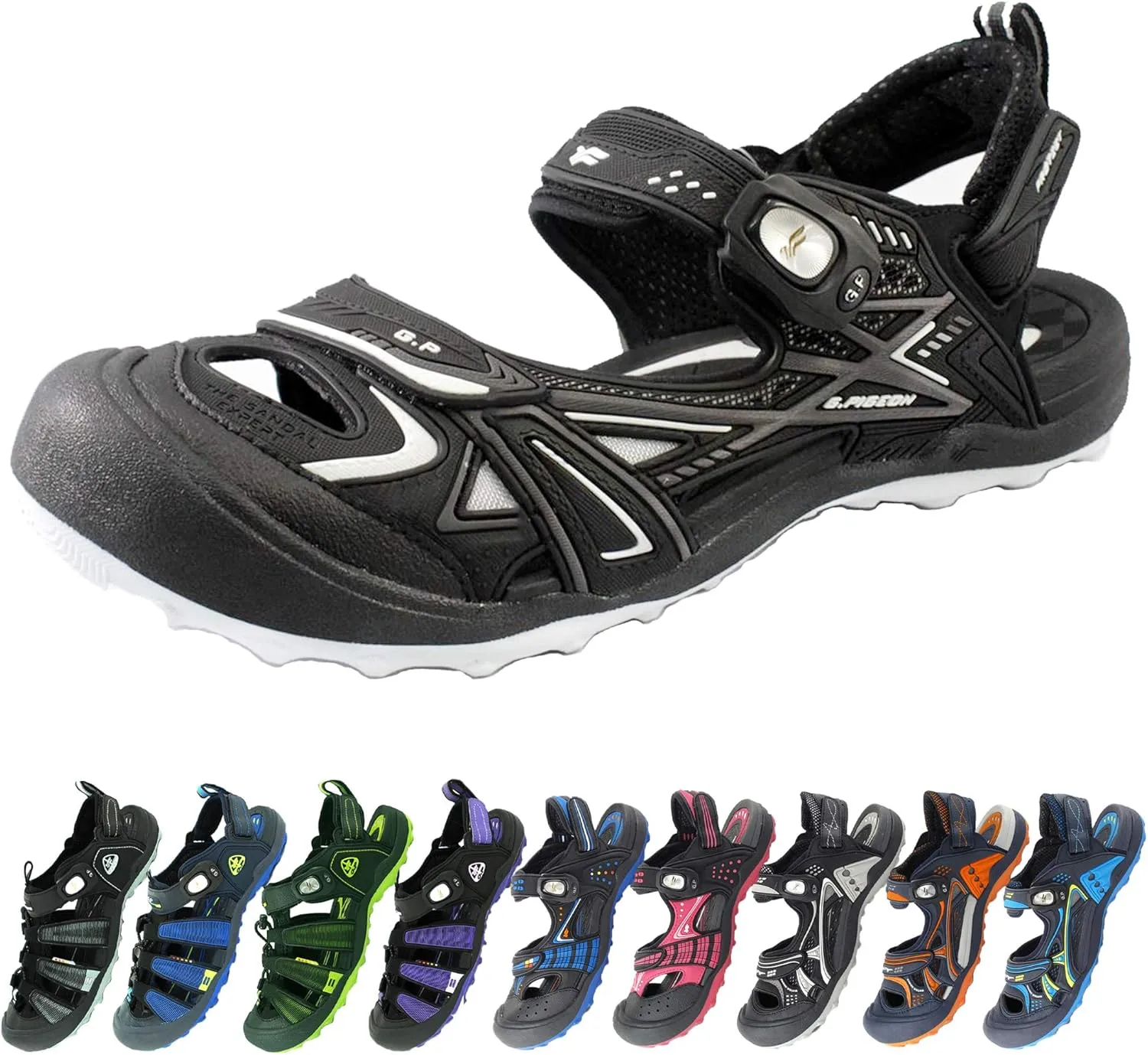 Gold Pigeon Shoes Toe Guard Unisex Outdoor Sandals, Easy Snap Lock Closure