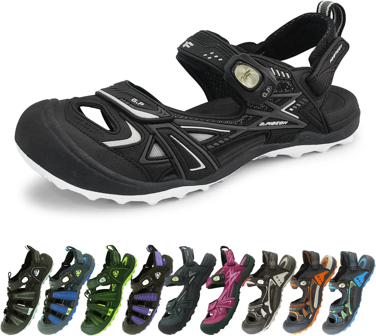 Gold Pigeon Shoes Toe Guard Unisex Outdoor Sandals, Easy Snap Lock Closure