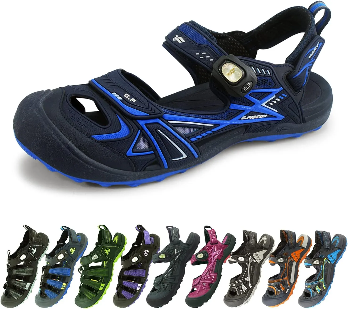 Gold Pigeon Shoes Toe Guard Unisex Outdoor Sandals, Easy Snap Lock Closure