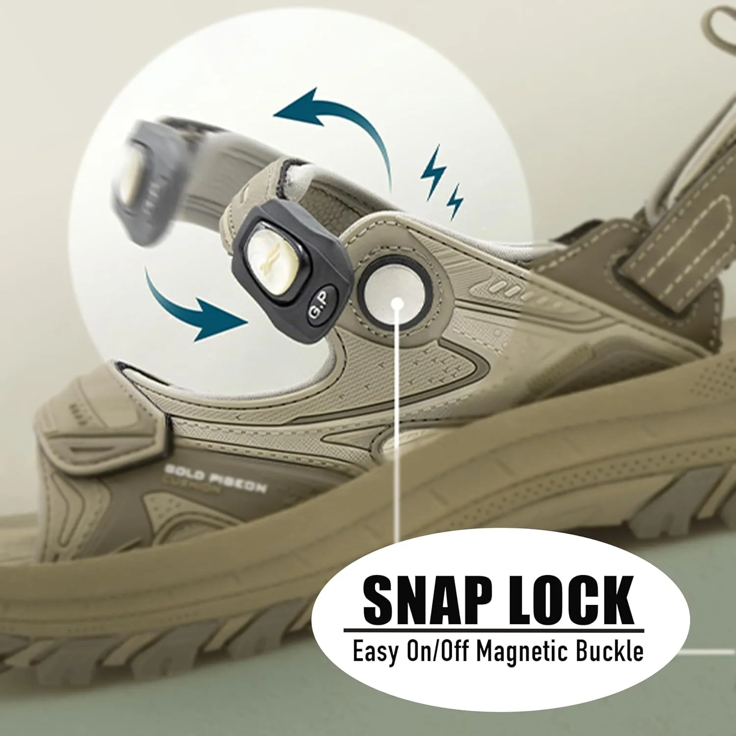 Gold Pigeon Shoes Toe Guard Unisex Outdoor Sandals, Easy Snap Lock Closure