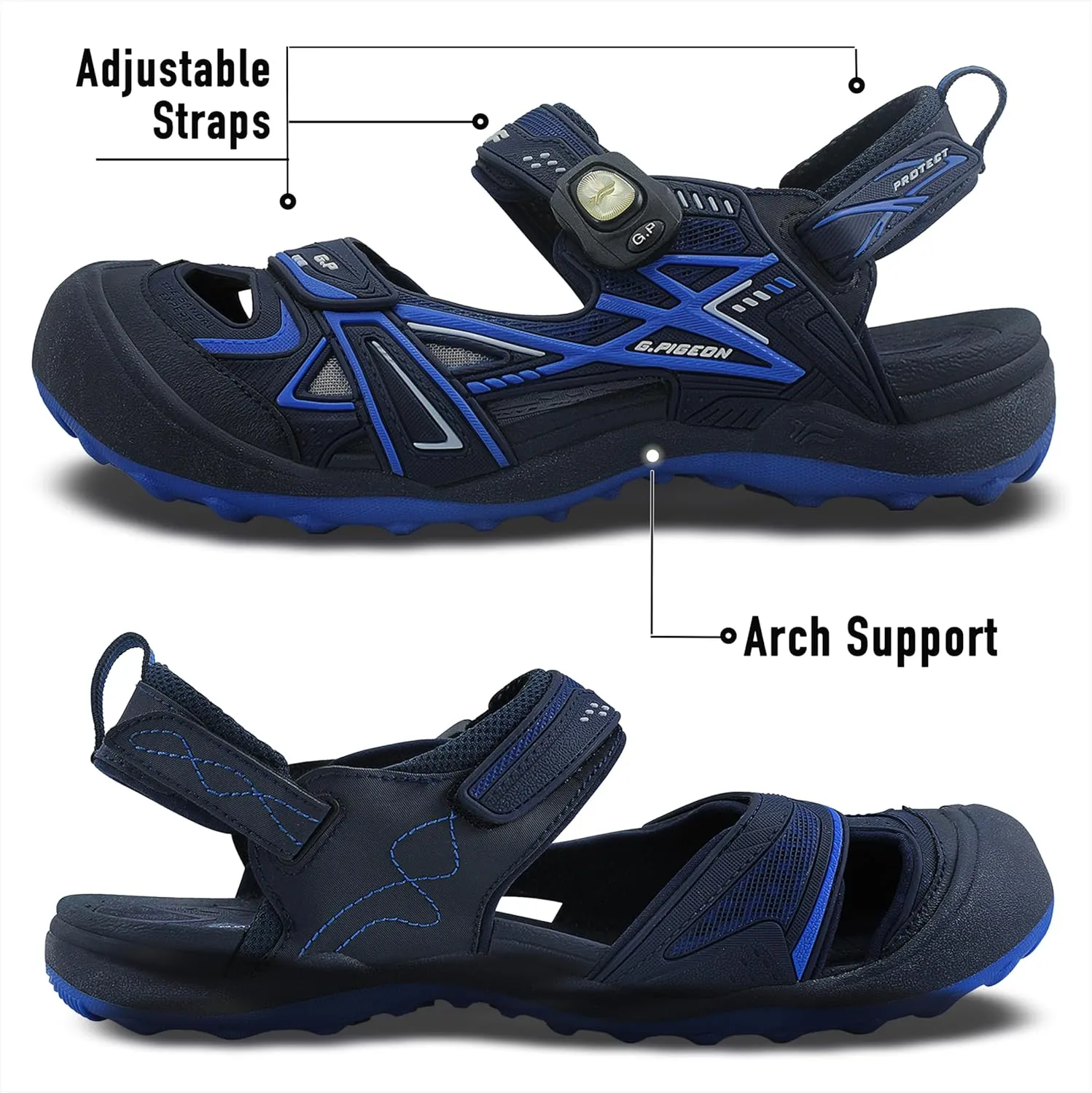 Gold Pigeon Shoes Toe Guard Unisex Outdoor Sandals, Easy Snap Lock Closure