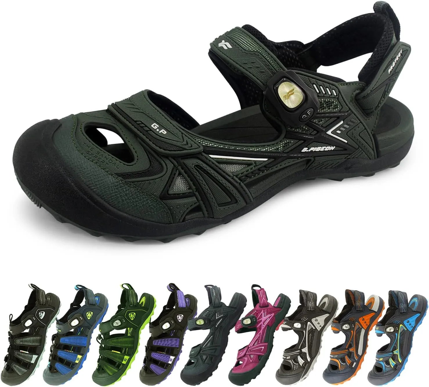 Gold Pigeon Shoes Toe Guard Unisex Outdoor Sandals, Easy Snap Lock Closure