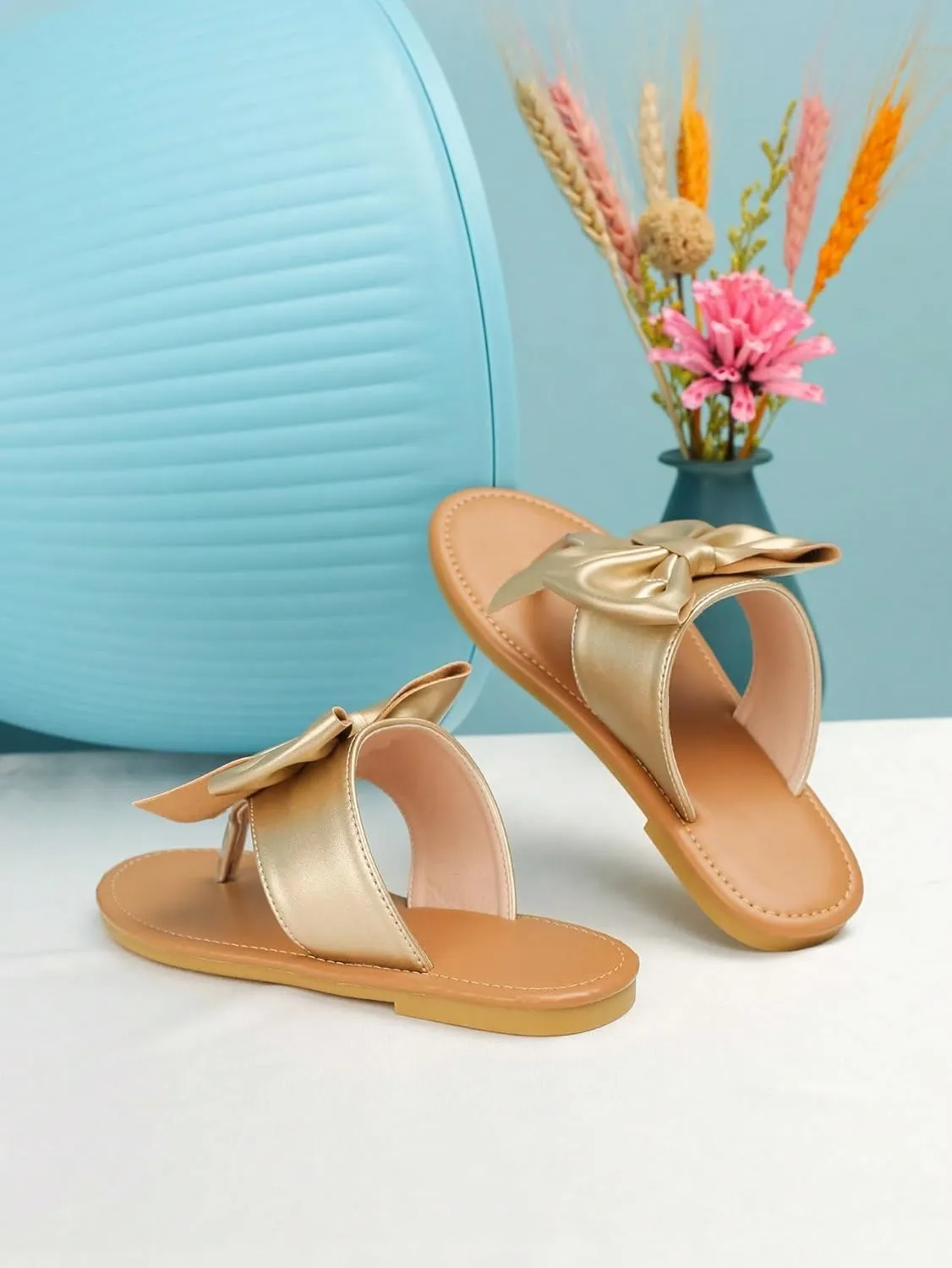 GORGLITTER Girl's Bow Flats Sandals Cute Flip Flops Dress Shoes