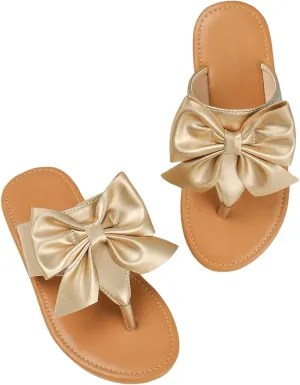 GORGLITTER Girl's Bow Flats Sandals Cute Flip Flops Dress Shoes