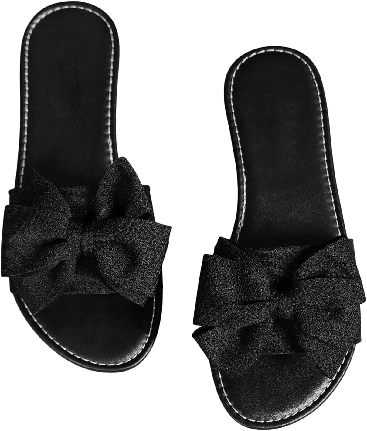 GORGLITTER Women's Bow Sandals Dressy Summer Open Toe Slip On Slides Vacation Beach Flat Sandals