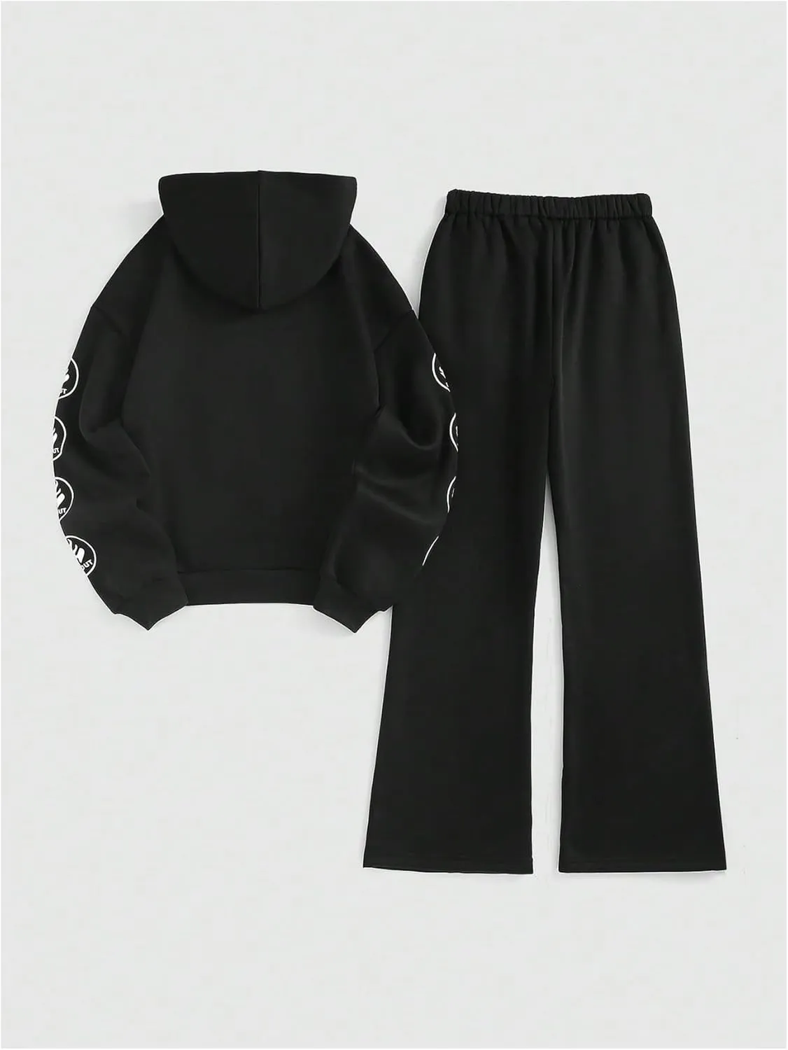 GORGLITTER Women's Letter Star Graphic Sweatsuit 2 Piece Long Sleeve Hoodie Drawstring Waist Sweatpants Set