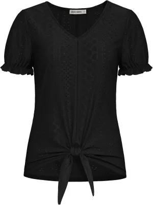 GRACE KARIN Women's 2025 Summer Tops Short Sleeve V Neck Basic T Shirts Dressy Casual Tie Front Tops Eyelet Blouses Tunic