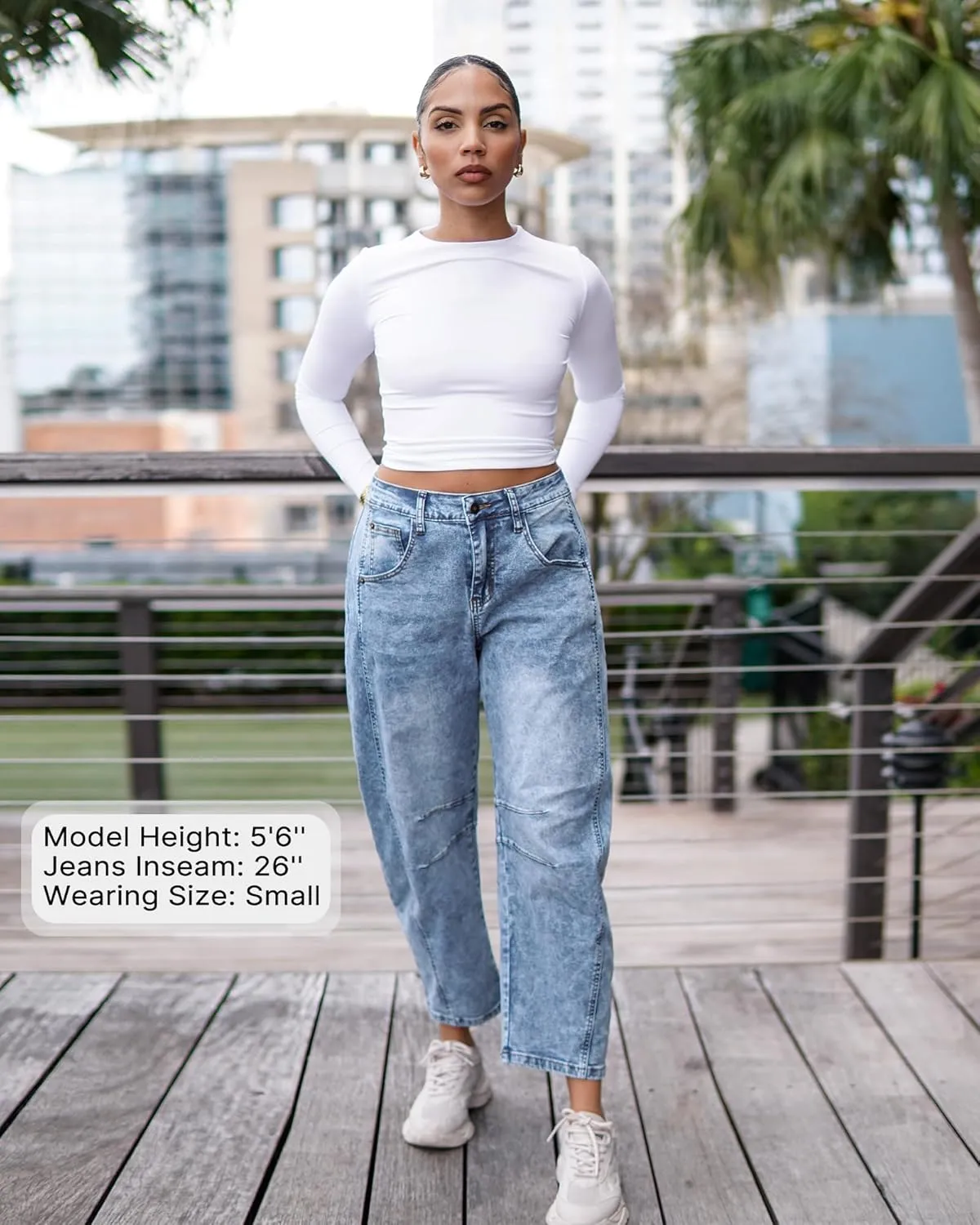 GRAPENT Barrel Jeans for Women Trendy High Waisted Wide Leg Baggy Cropped Relax Fit Stretch Denim Trouser Ankle Pants