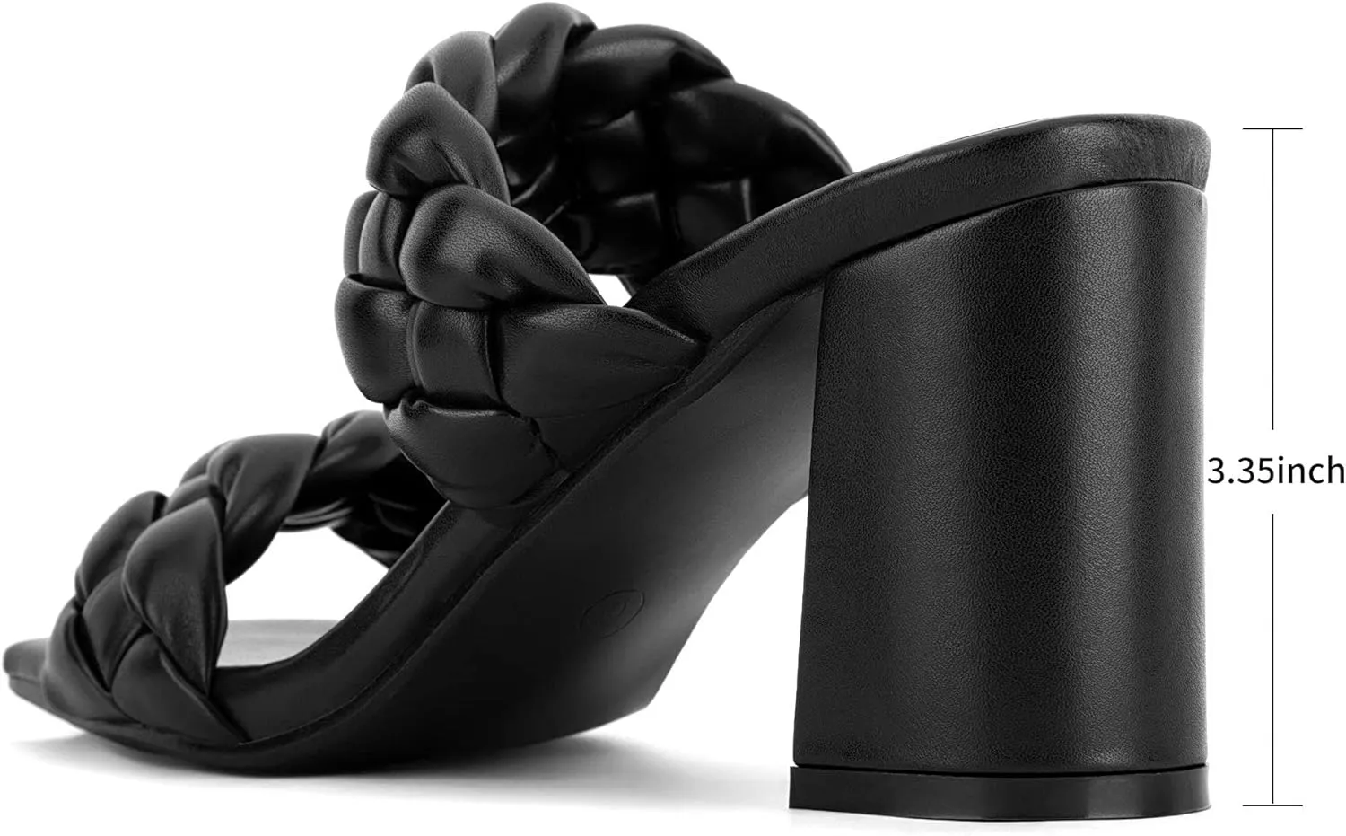 Greatonu Women's Braided Heeled Sandals Square Open Toe Summer Heels Slip On Dressy Sandals with Chunky Heel 3.35 Inch