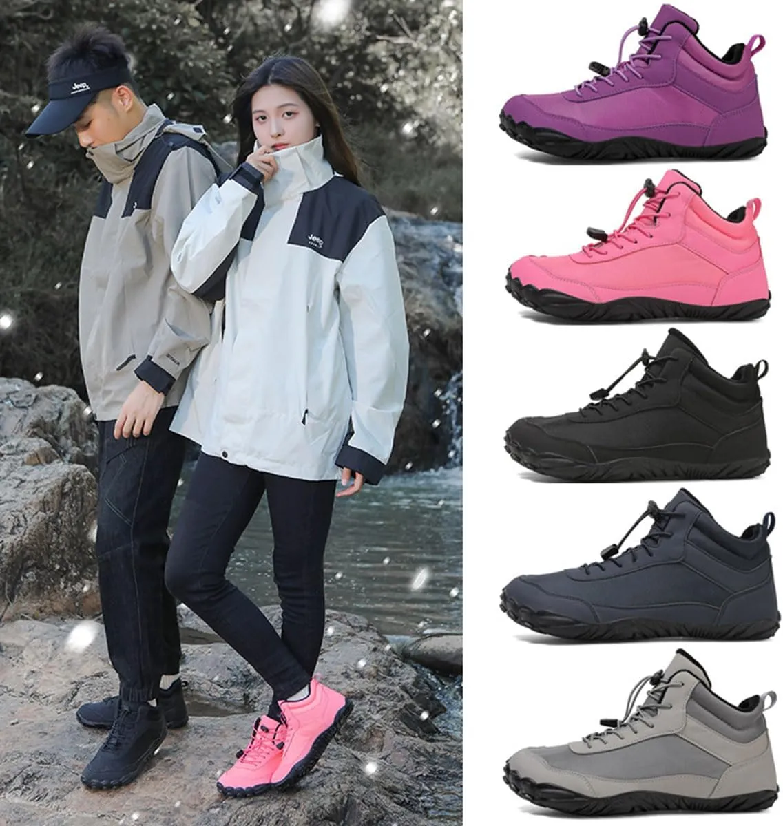 Grounded Winter Footwear For Women, Hike Winter Footwear Barefoot Womens Boots Men, Waterproof Wide Toe Box Barefoot Winter
