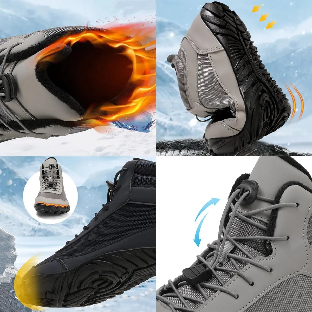 Grounded Winter Footwear For Women, Hike Winter Footwear Barefoot Womens Boots Men, Waterproof Wide Toe Box Barefoot Winter