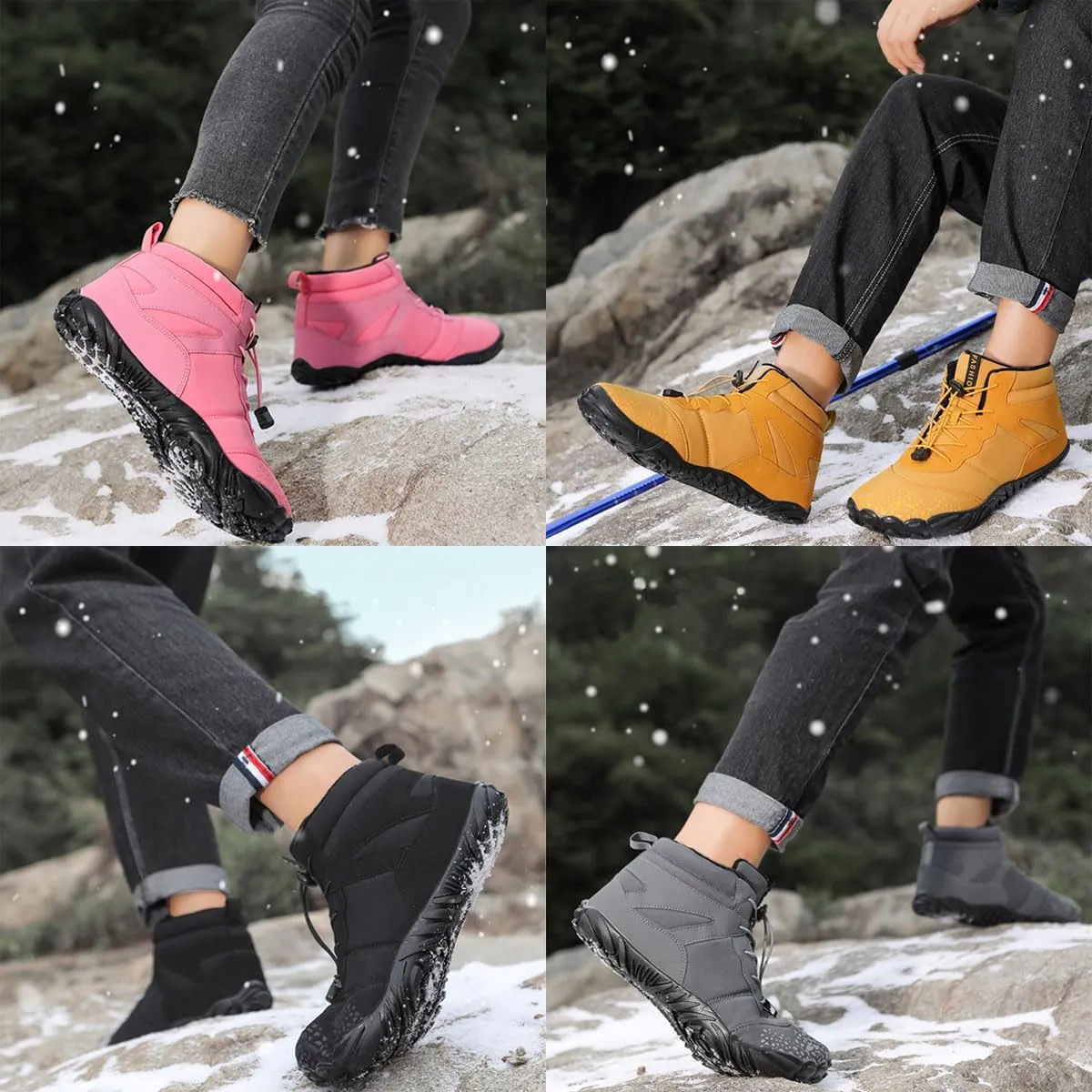 Grounded Winter Footwear For Women, Hike Winter Footwear Barefoot Womens Boots Men, Waterproof Wide Toe Box Barefoot Winter