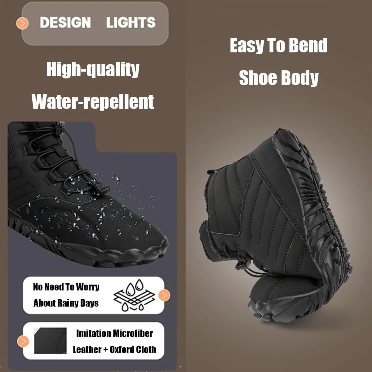 Grounded Winter Footwear For Women, Hike Winter Footwear Barefoot Womens Boots Men, Waterproof Wide Toe Box Barefoot Winter