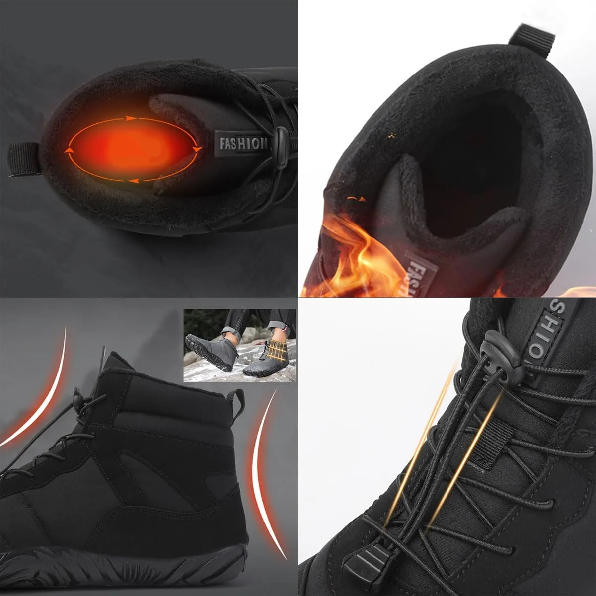 Grounded Winter Footwear For Women, Hike Winter Footwear Barefoot Womens Boots Men, Waterproof Wide Toe Box Barefoot Winter