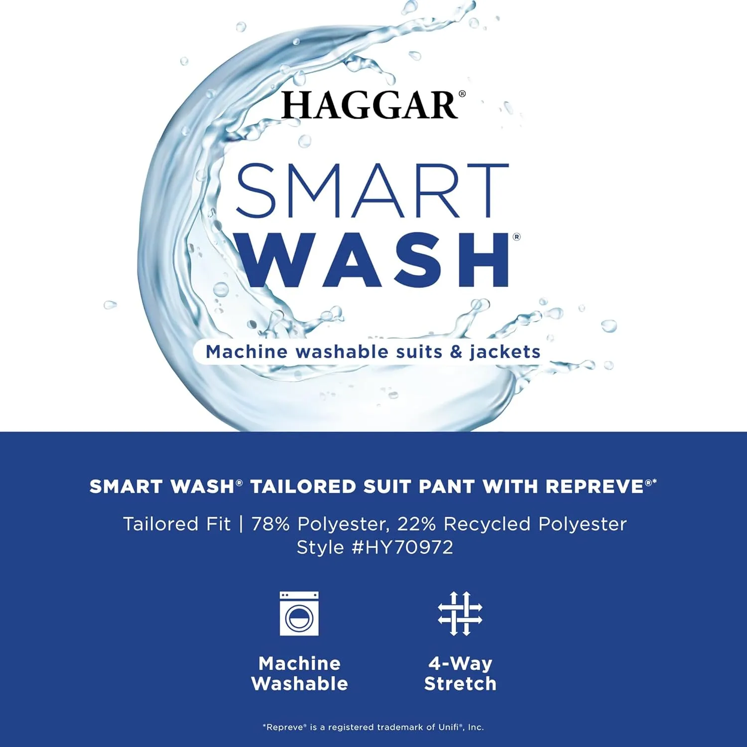 Haggar Men's Smart Wash with Repreve Tailored Fit Suit Separates-Pants & Jackets