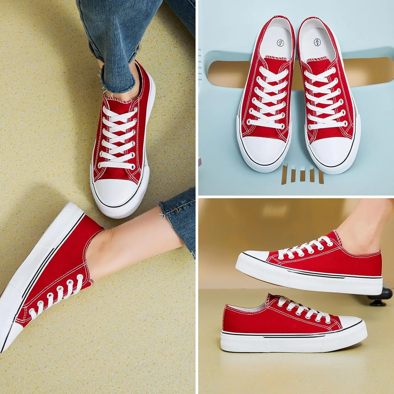 hash bubbie White Sneakers for Women Low Top Canvas Shoes Womens Canvas Sneakers Women's Fashion Sneakers Slip on Casual Tennis Shoes