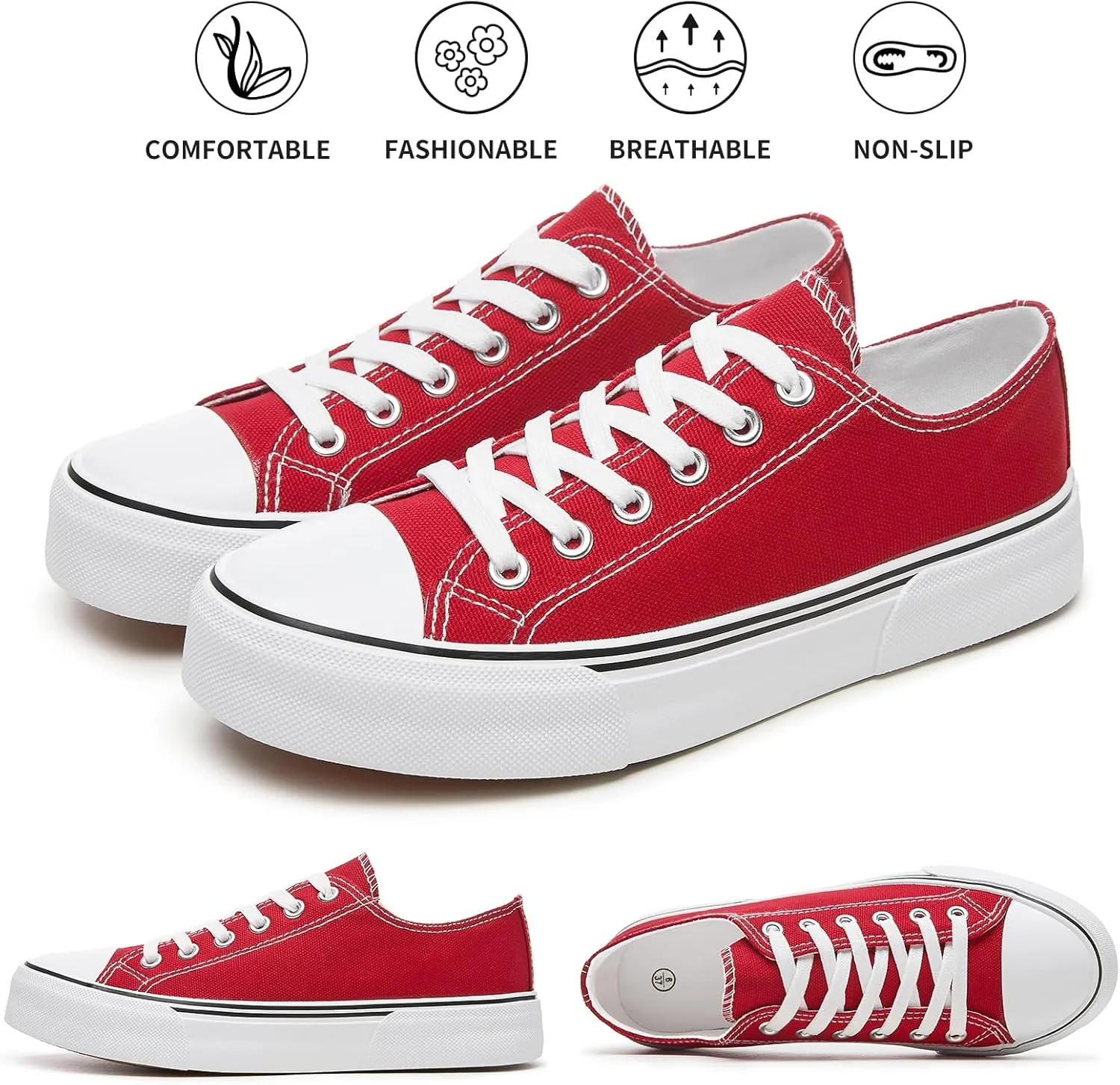hash bubbie White Sneakers for Women Low Top Canvas Shoes Womens Canvas Sneakers Women's Fashion Sneakers Slip on Casual Tennis Shoes