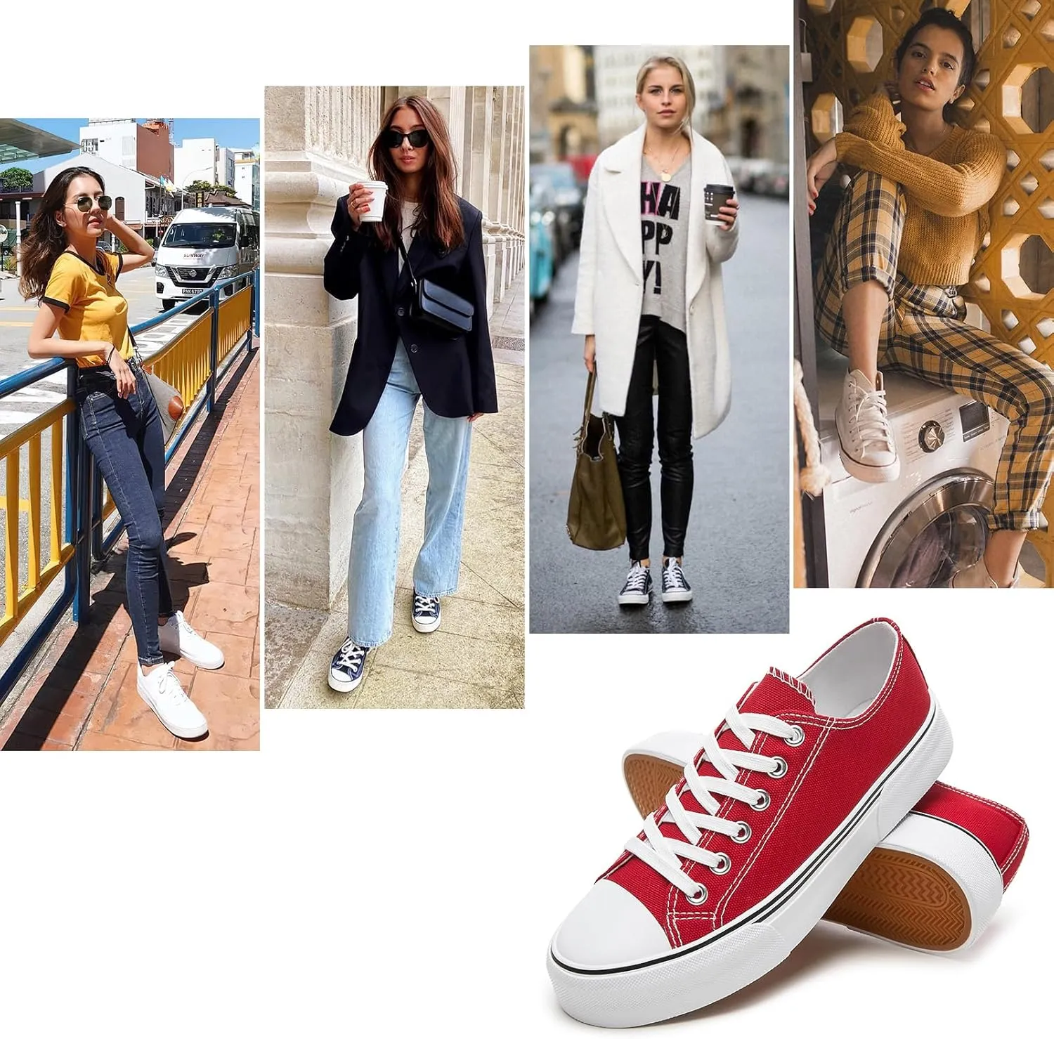 hash bubbie White Sneakers for Women Low Top Canvas Shoes Womens Canvas Sneakers Women's Fashion Sneakers Slip on Casual Tennis Shoes