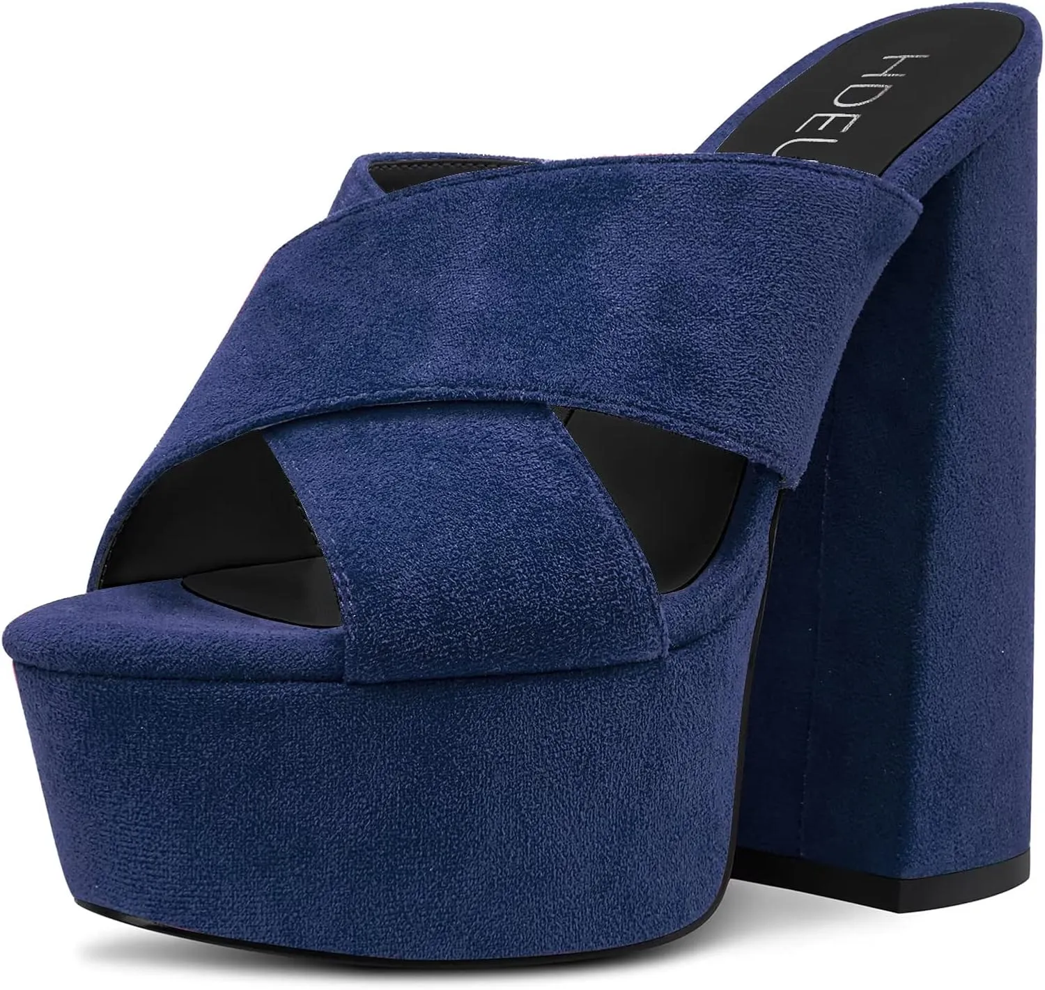 HDEUOLM Women Chunky Block High Platform Heel Peep Open Toe Sandals Cross-Strap Casual Basic Classic Shoes
