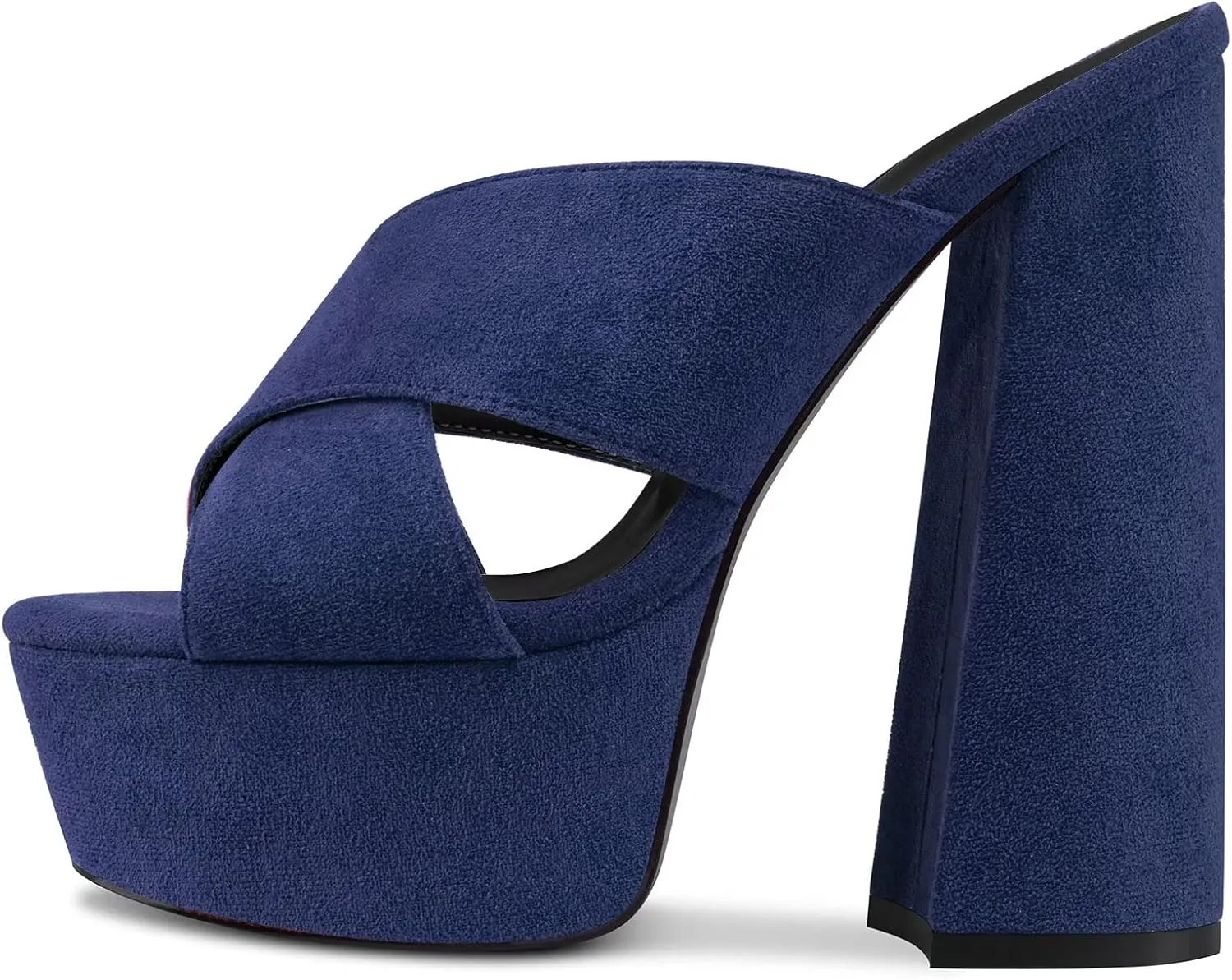 HDEUOLM Women Chunky Block High Platform Heel Peep Open Toe Sandals Cross-Strap Casual Basic Classic Shoes