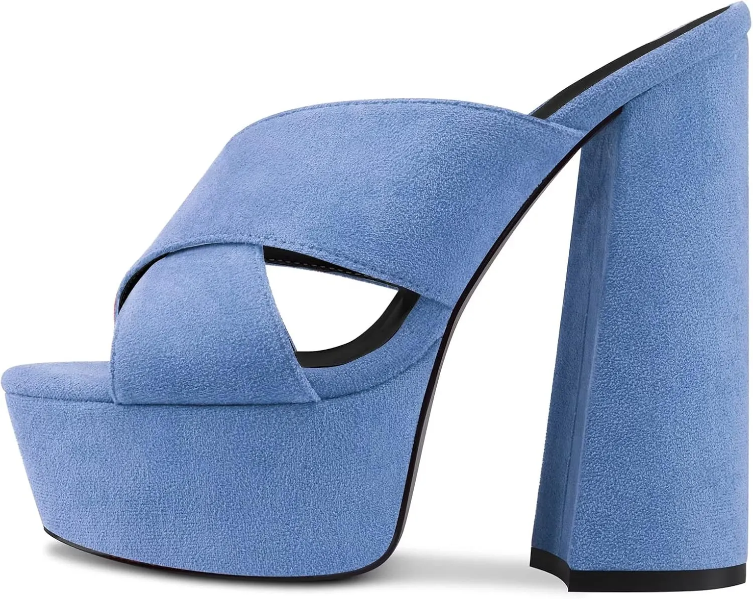 HDEUOLM Women Chunky Block High Platform Heel Peep Open Toe Sandals Cross-Strap Casual Basic Classic Shoes