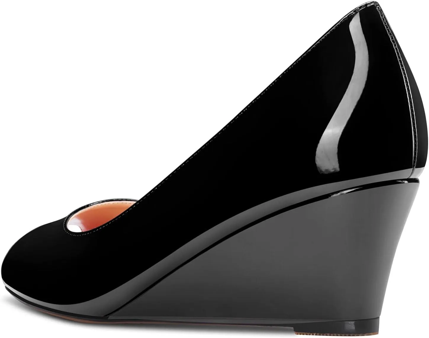 HDEUOLM Women Low Wedge Heel Peep Open Toe Slip-on Pumps Classic Cute Dress Sandals 2.0 Inches Heels
