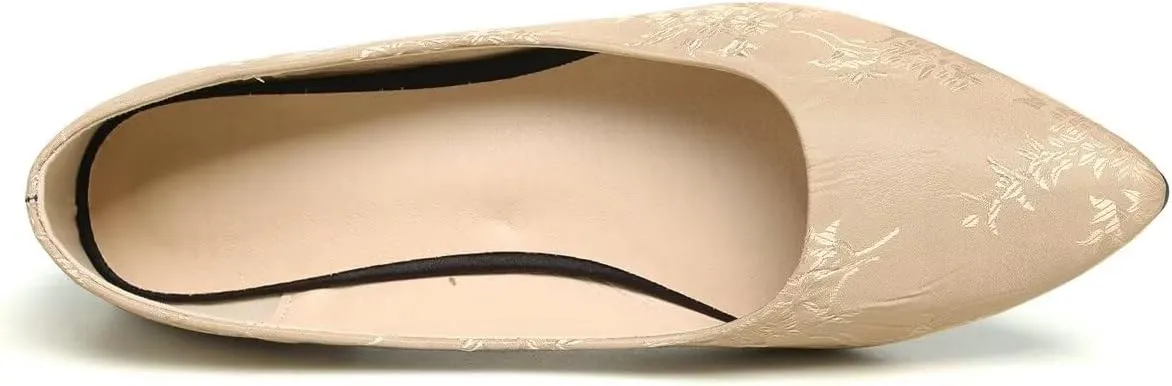 Hee grand Classic Solid Pointed Toe Ballet Flats Womens Shallow Satins Dress Shoes Casual Comfort Slip-On Loafers Light Weight Walking Flats