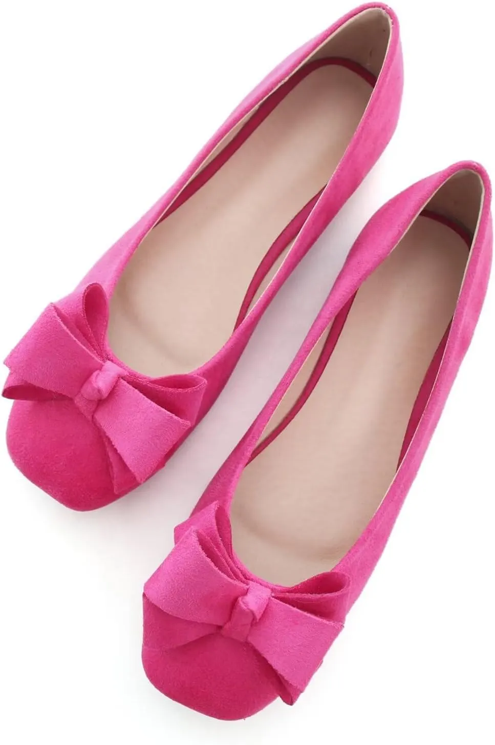 Hee grand Flats for Women Comfortable Wide Width Square Toe Flats Bowknot Dress Shoes Lightweight Slip-ons Loafers