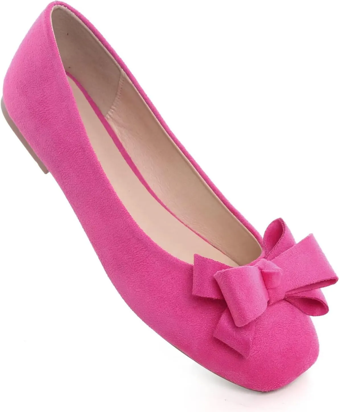 Hee grand Flats for Women Comfortable Wide Width Square Toe Flats Bowknot Dress Shoes Lightweight Slip-ons Loafers
