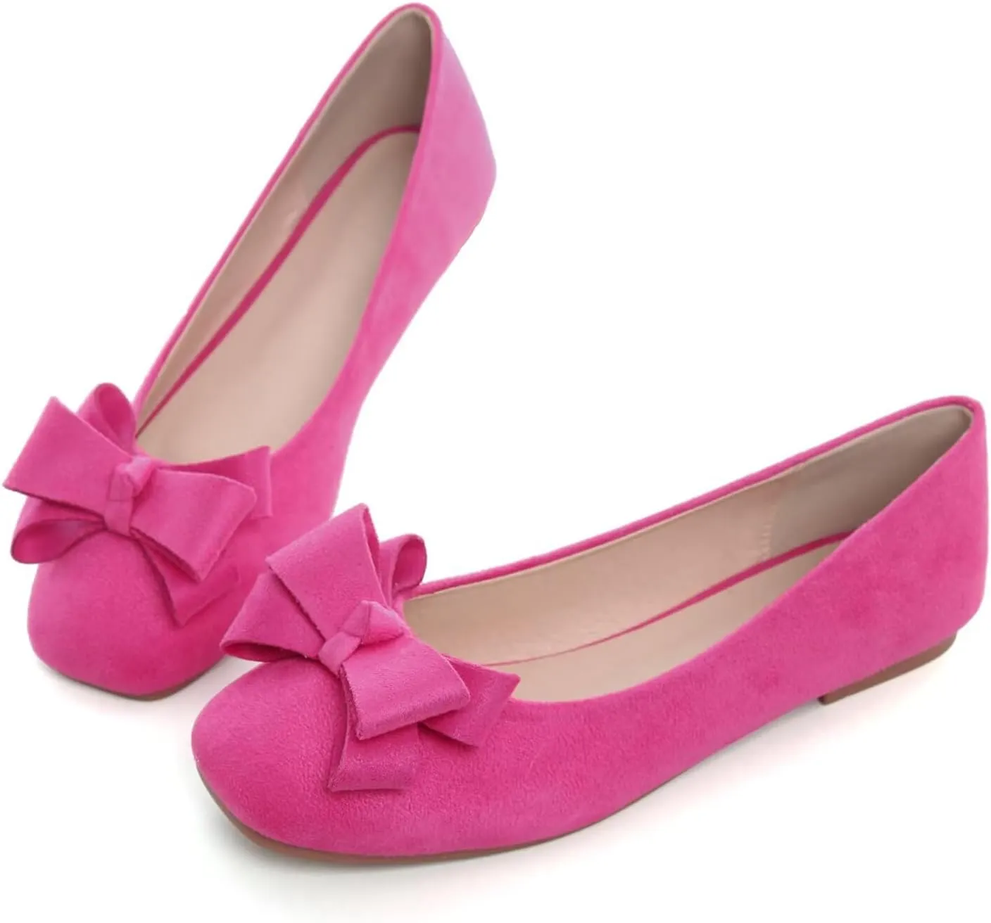 Hee grand Flats for Women Comfortable Wide Width Square Toe Flats Bowknot Dress Shoes Lightweight Slip-ons Loafers