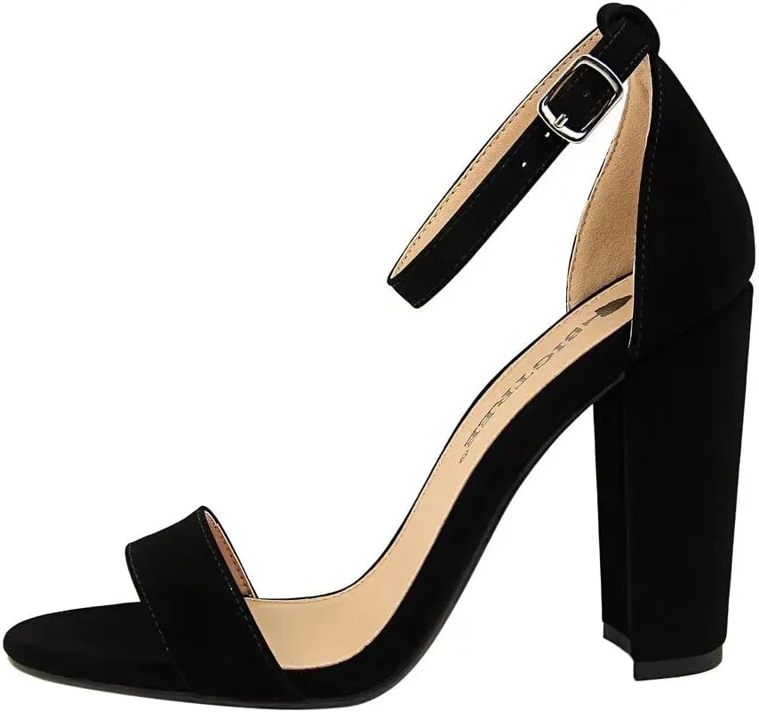 Hee grand Women's Heels Closed Toe Ankle Strap Chunky Block High Heel Sandals Dress Evening Party Platform Pump Shoes