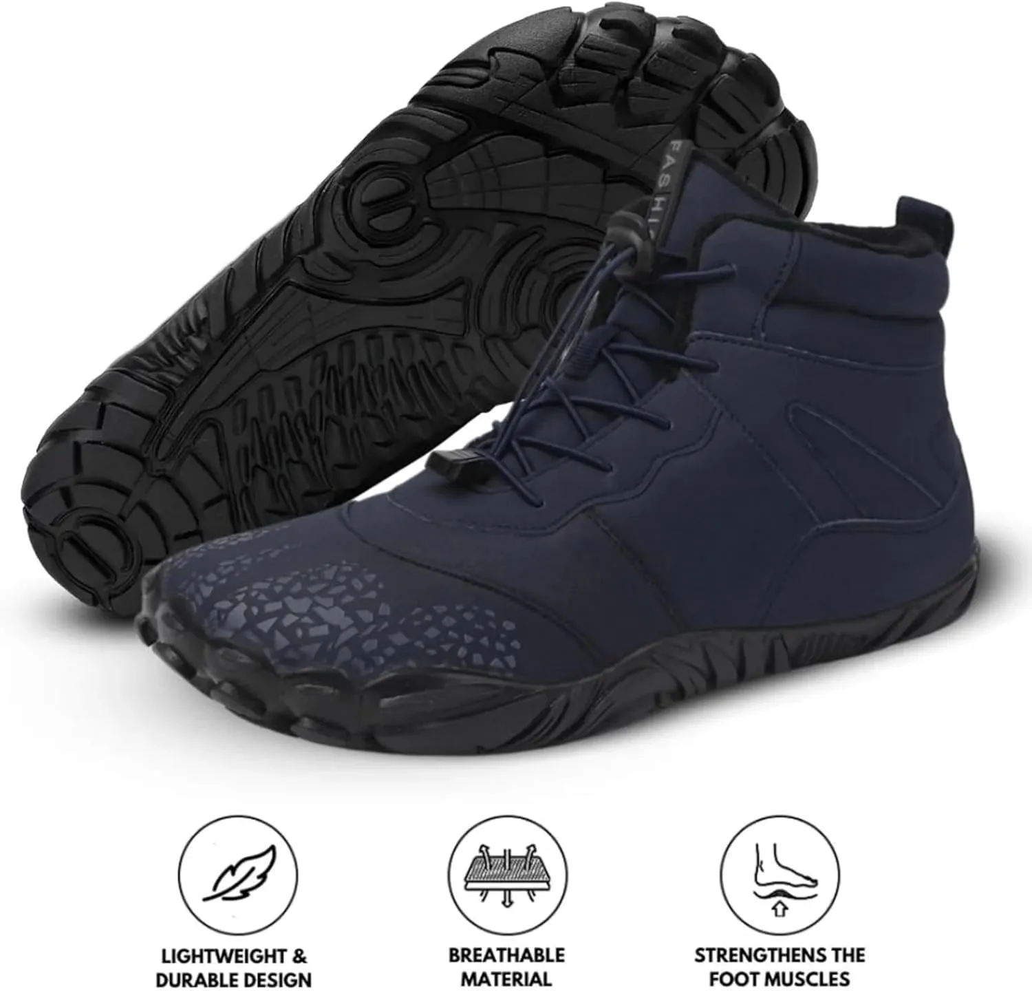 HF Vindra Flex Non-Slip and Universal Winter Barefoot Shoes for Women Men, Wide Toe Box, Lightweight walking Boots Promotes Healthy Foot Posture