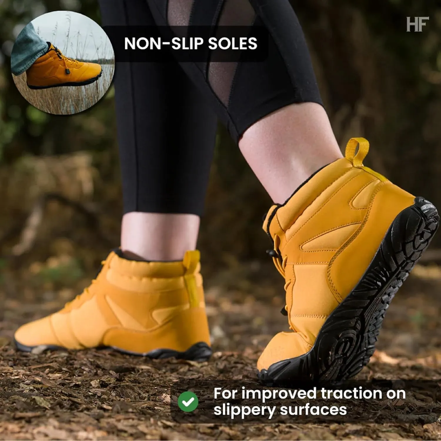 HF Vindra Flex Non-Slip and Universal Winter Barefoot Shoes for Women Men, Wide Toe Box, Lightweight walking Boots Promotes Healthy Foot Posture