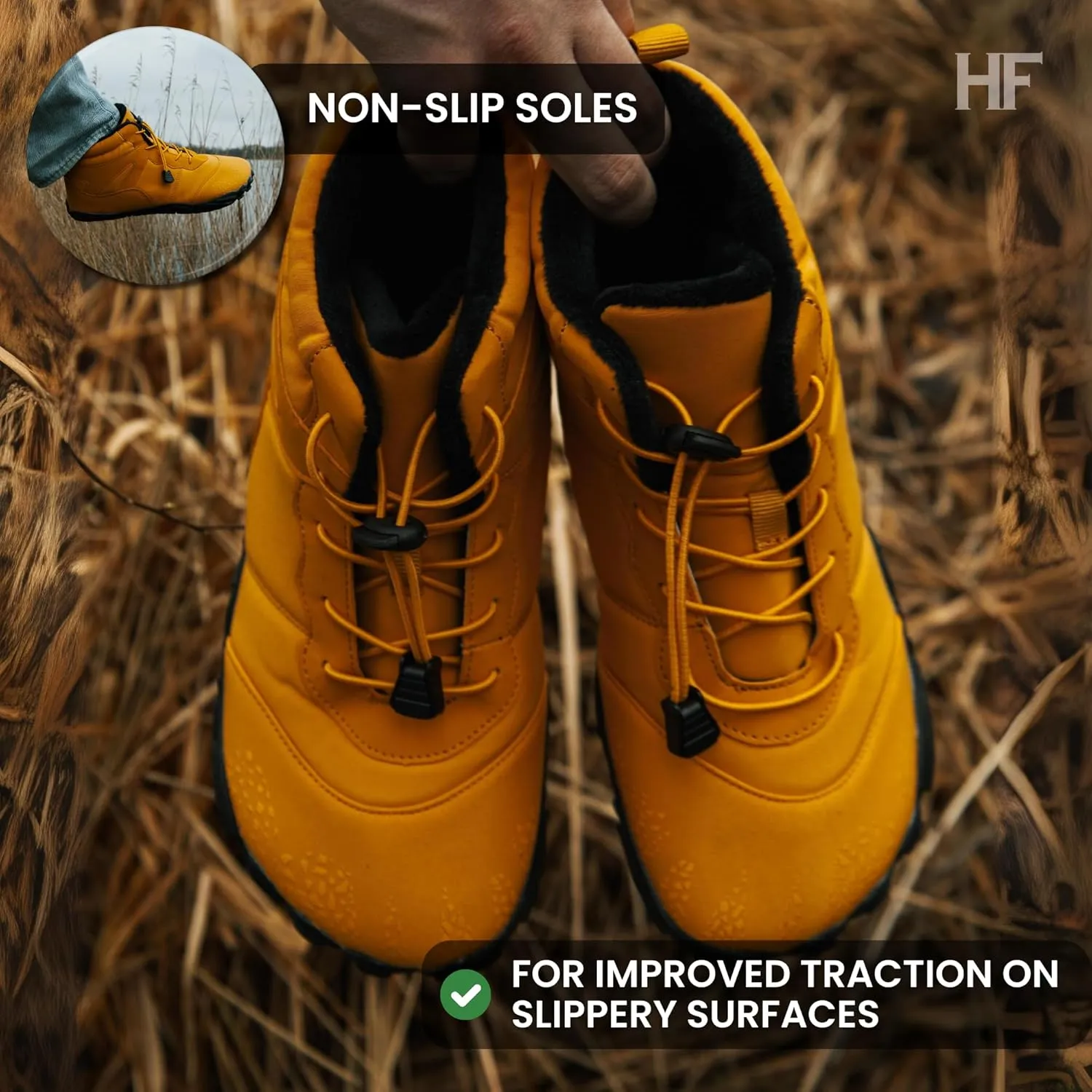 HF Vindra Flex Non-Slip and Universal Winter Barefoot Shoes for Women Men, Wide Toe Box, Lightweight walking Boots Promotes Healthy Foot Posture