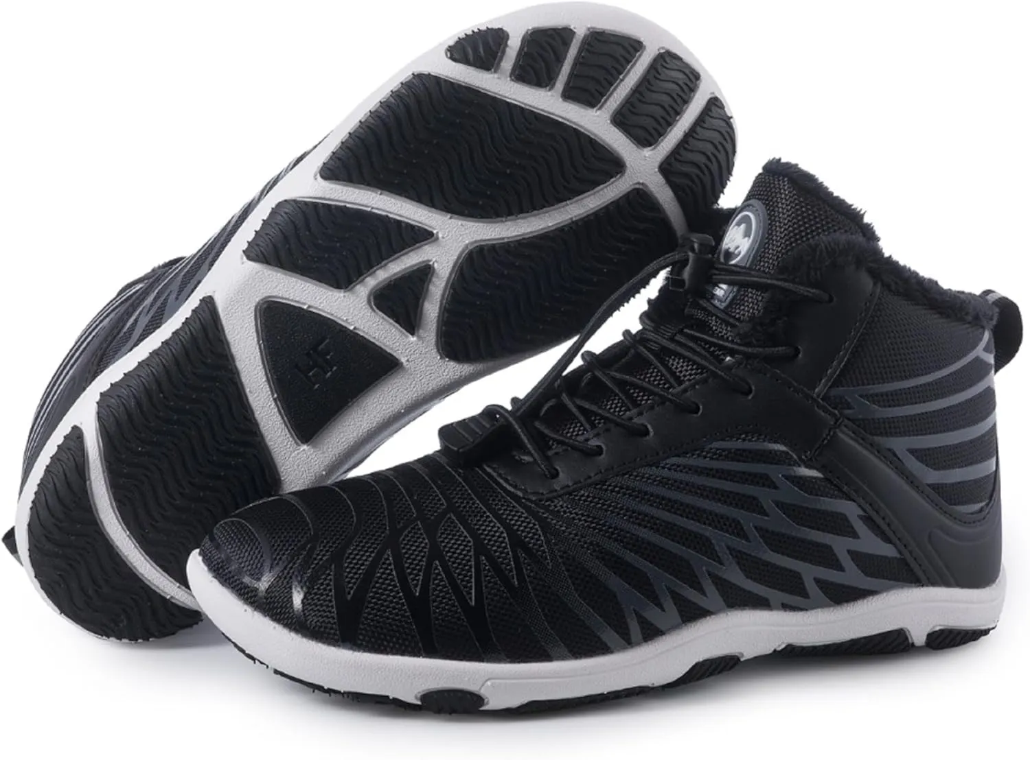 HF Winter Ergonomic Supportive Winter Barefoot Shoes, Zero-Drop Sole, Wide Toe Box Innovative Design Walking Boots Unisex Black