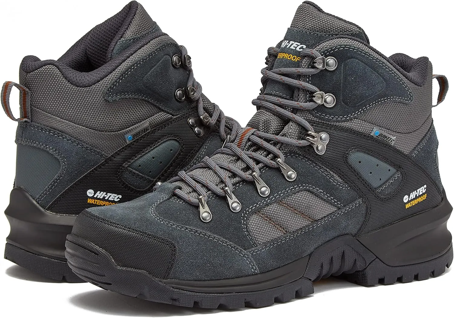 HI-TEC Black Rock WP Mid Men's Waterproof Hiking Boots, Lightweight Breathable Backpacking and Trail Shoes