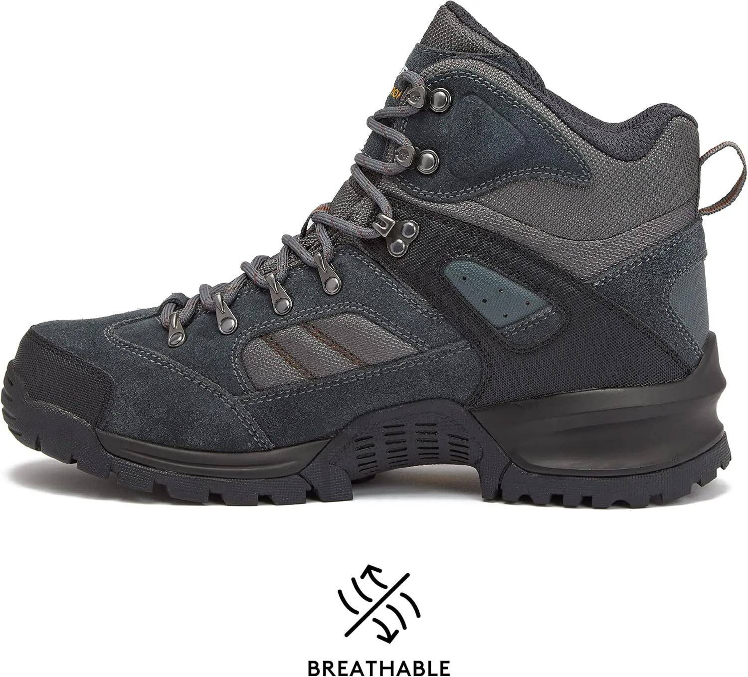 HI-TEC Black Rock WP Mid Men's Waterproof Hiking Boots, Lightweight Breathable Backpacking and Trail Shoes
