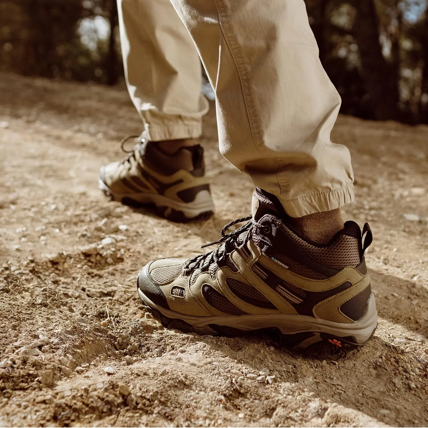 HI-TEC Ravus WP Mid Waterproof Hiking Boots for Men, Lightweight Breathable Outdoor Trekking Shoes